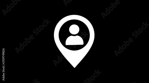 Location pin icon with a user silhouette motion loop for digital maps