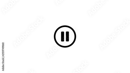 Play and pause button icon motion animation for digital media interface, Mouse pointer click media player icon animated on transparent background.