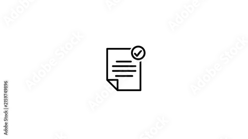Document icon motion loop with checkmark for task completion animation