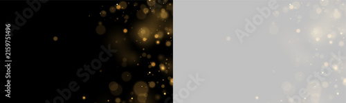 Foto Soft glowing golden bokeh orbs scattered on a black background with a subtle dep