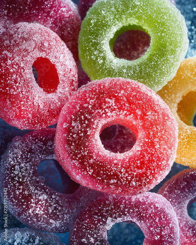 Colorful frozen fruit rings generated.AI