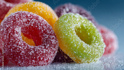 Colorful frozen fruit rings generated.AI