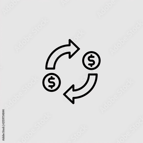 Circular finance arrows with dollar coins in motion during an exchange for business concepts