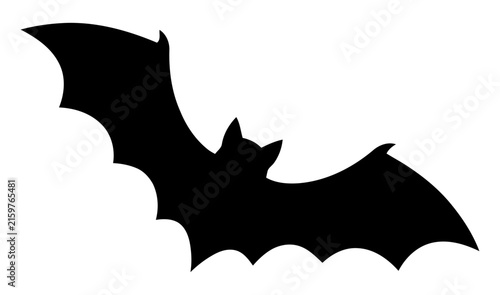 Flying Vampire Bat Silhouette Vector Icon in Black and White