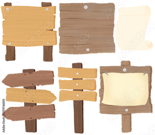set of wooden signs