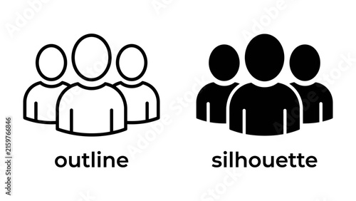Obraz na plátne Group Icon: A clear comparison of two graphic representations of a group, one in