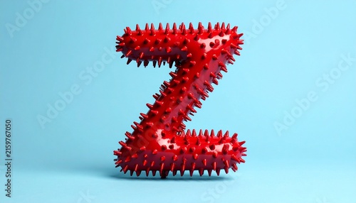 Spiked red letter Z on blue background