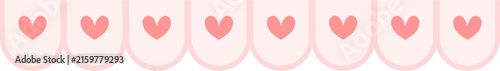Cute Page Border. Pink Scalloped Border With Hearts