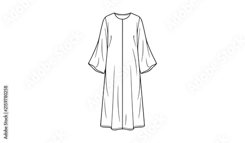 Cuadro en lienzo Classic kaftan traditional long robe fashion line art vector illustration