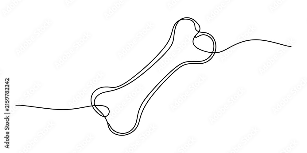 Obraz premium Continuous single line drawing of a dog bone shape in black ink on a surface