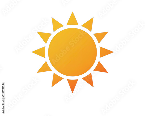 Simple Yellow Sun Icon with Orange Gradient Rays Weather Symbol 