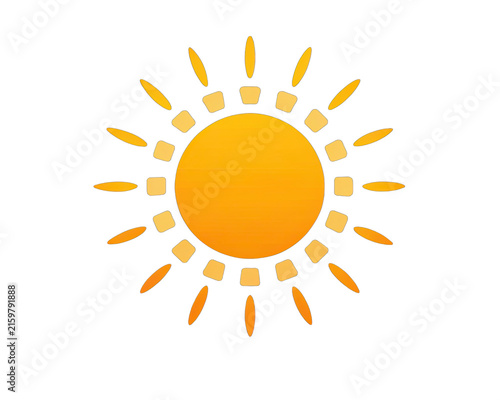 Stylized bright yellow sun with radiating rays against a dark background