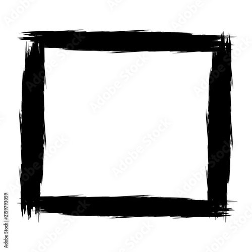 Hand Drawn Black Square Border Frame Outline – Rough Brush Sketch