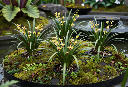 Asian orchid garden with ye...