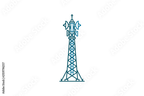 Telecommunications Tower Outline Vector Illustration