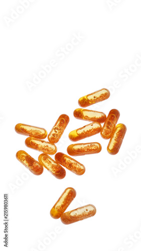 Translucent Gold Capsule Pills Transparent Background