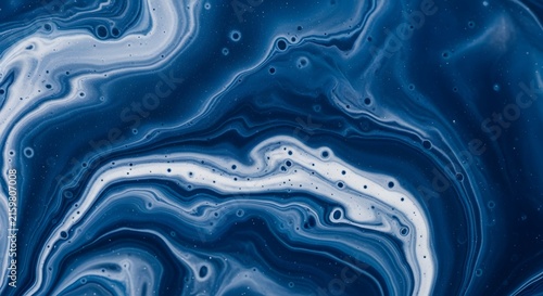Abstract Swirling Blue and White Fluid Art Background.