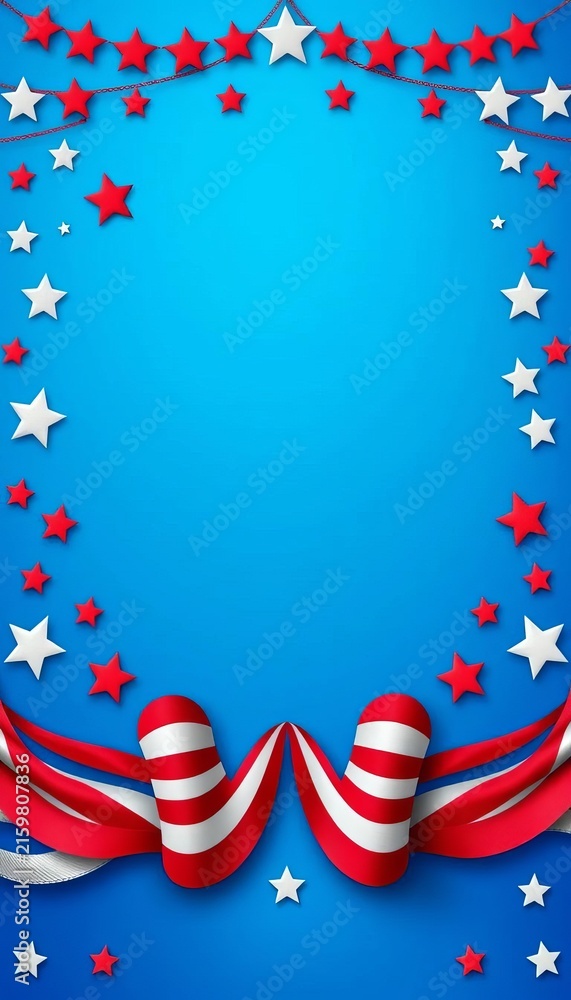 Obraz premium Stars and stripes design on a blue background, patriotic, labor day