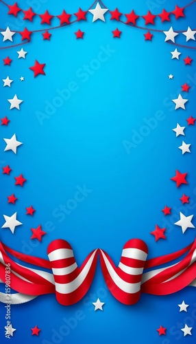 Stars and stripes design on a blue background, patriotic, labor day