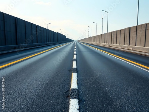 Straight stretch of asphalt with dashed lines, asphalt, driving