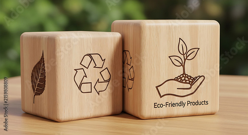 Wooden stamps with floral designs on natural surface