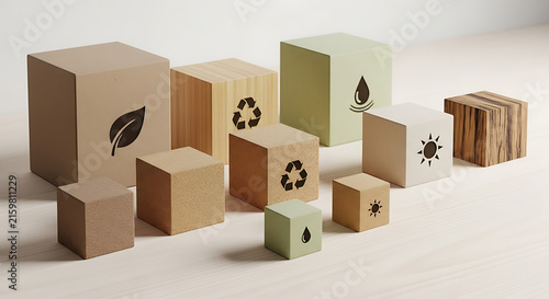 Stacked wooden blocks with numbers and symbols