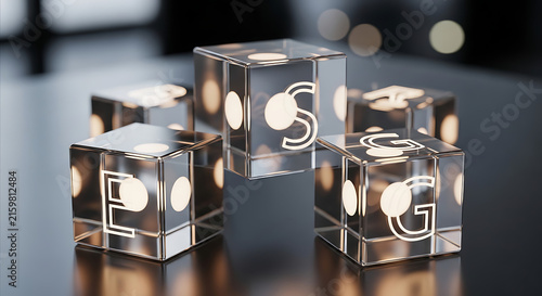 Stacked metallic building blocks with geometric shapes