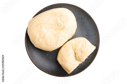 Vietnamese steamed buns Banh bao isolated on white. top view, flat lay, close up