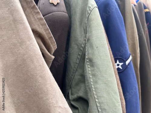 Obraz na płótnie A close up detail of vintage military uniforms.