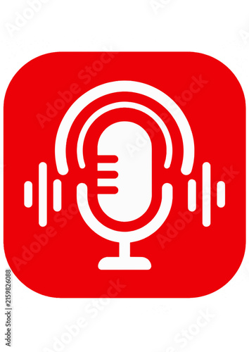 Microphone and Sound Wave Audio Recording Icon, Modern Vector Illustration