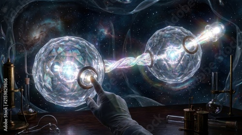 Futuristic Twin Energy Spheres Connected by Bright Plasma Beam