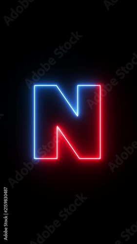 Alphabet letter N - animated light outline on black background