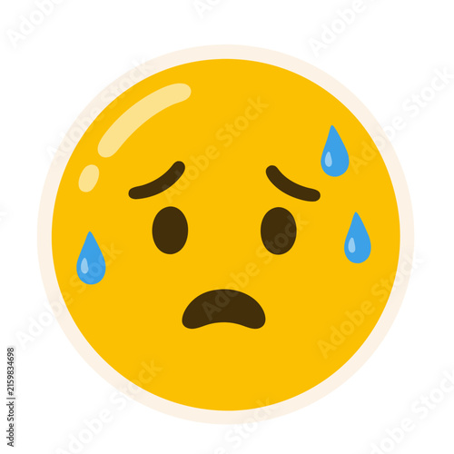 Bild auf Leinwand worried emoji face with sweat drops showing anxiety and stress emoticon vector s