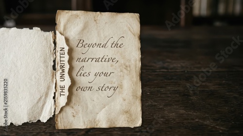 A weathered, old book page with the motivational quote 