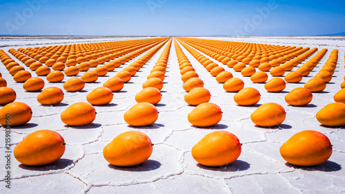 Obraz w ramie Mangues alignées dans le desert