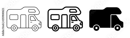RV Icons Set, Motorhome Vector Graphics, Camper Van Illustrations for Travel and Leisure