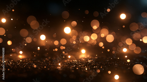 Golden Bokeh Lights and Sparkling Glitter Festive Background