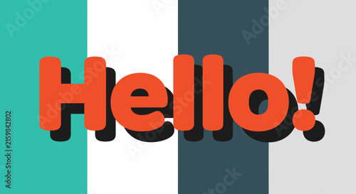 Hello! Text with Shadow on Abstract Colorful Background, Isolated