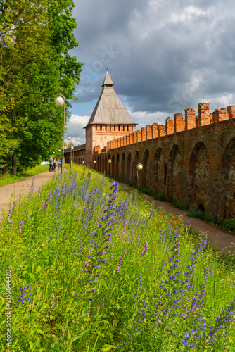 The fortress wall and tower of the Smolensk Kremlin, Russia