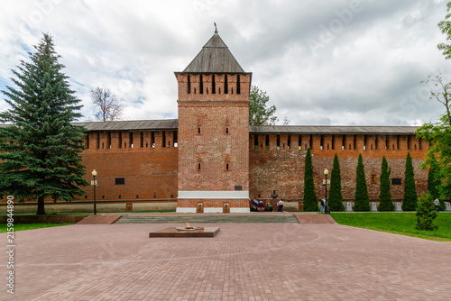 The fortress wall and tower of the Smolensk Kremlin, Russia