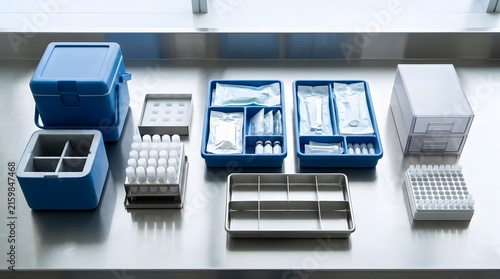 sterile packaging and cold chain accessories arranged for pharmaceutical storage medical logistics specimen protection and temperature controlled distribution