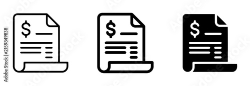 Принти на полотні Invoice Icons, Bill Document Vector Graphics, Financial Statement Symbols, Accou