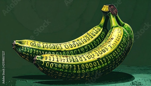 Bananas with binary code pattern.