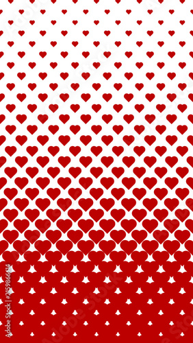 Red heart halftone pattern. Valentine gradient background.