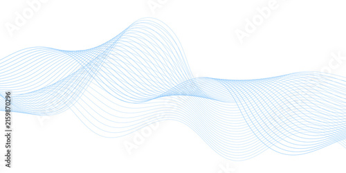 Minimalist blue wave background with flowing lines. Abstract digital soundwave pattern on white. Elegant curved line art for corporate presentation and modern technology web design projects.