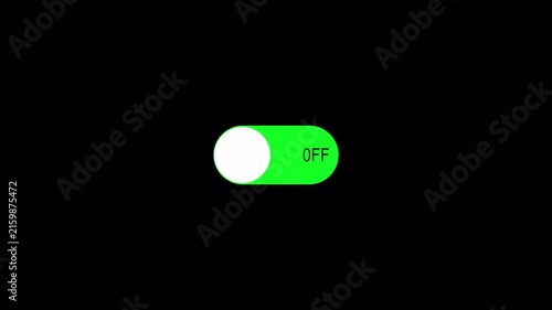 On off toggle switch button animation on transparent background 4k video. Turning on-off animation.

