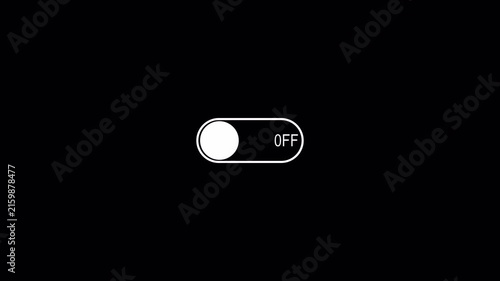 On off toggle switch button animation on transparent background 4k video. Turning on-off animation.