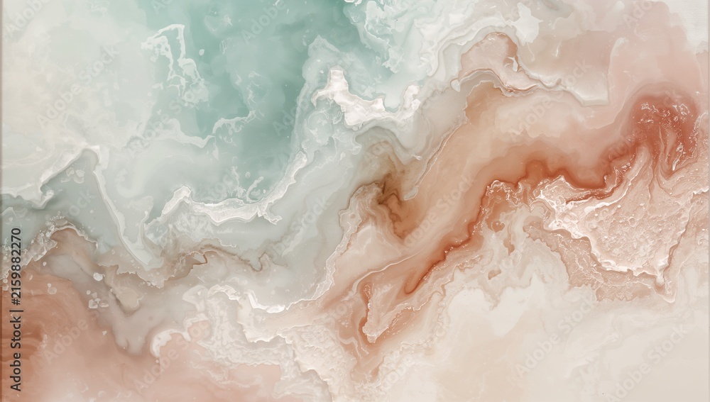 Fototapeta premium Flowing abstract marbled pattern creating layered veining on gallery wall, with crystalline flecks