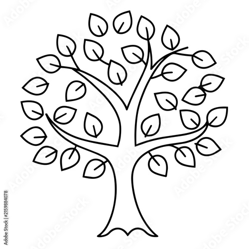 growth mindset lineart tree with words kindness effort courage on leaves hand drawn black and white outline
