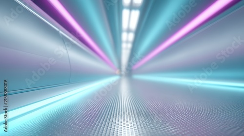 Futuristic Corridor with Neon Cyberpunk Lighting